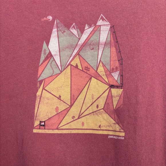 Patagonia Men's Running Hiking Mountain Scene Organic Cotton T-Shirt Size XL - Picture 2 of 7